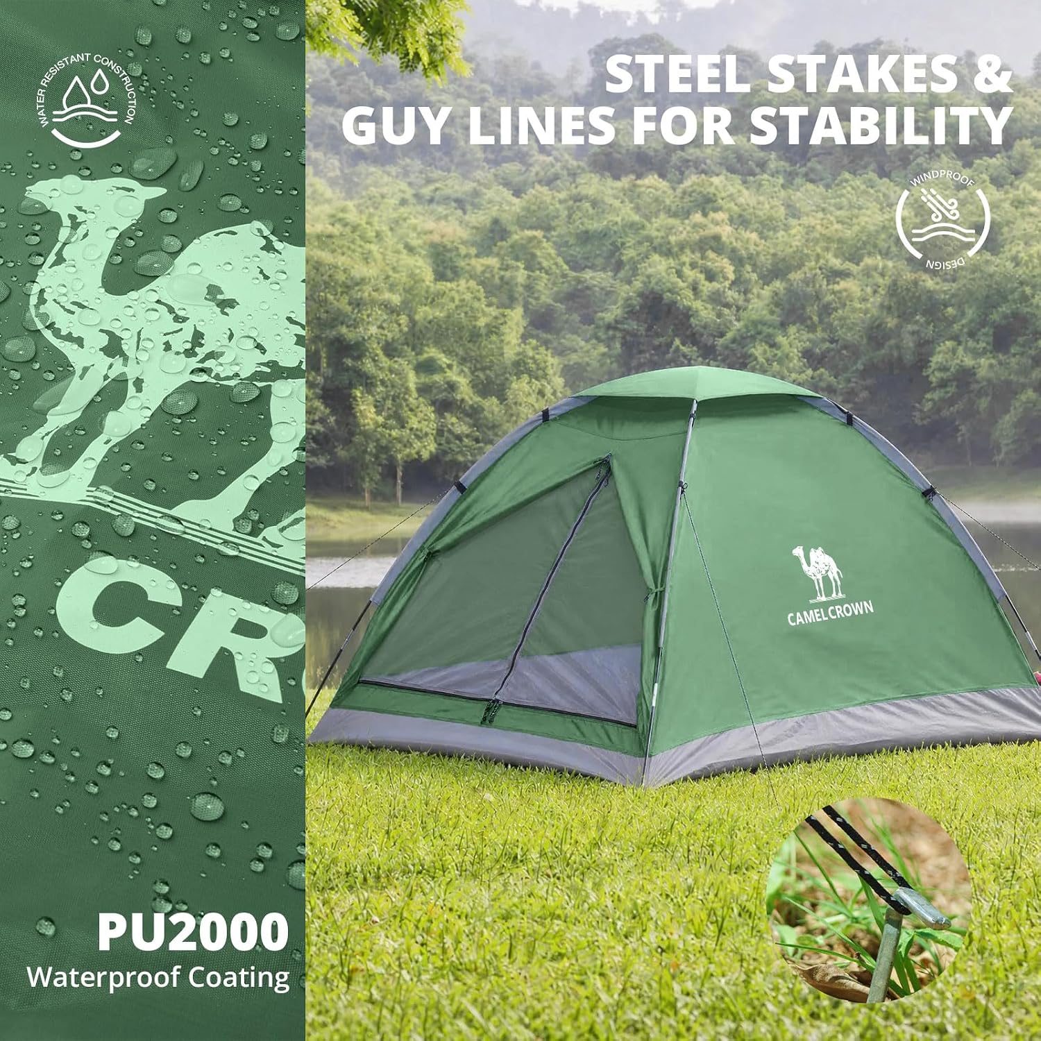 CAMEL CROWN Tents for Camping 2/3/4/5 Person Camping Dome Tent, Waterproof,Spacious, Lightweight Portable Backpacking Tent for Outdoor Camping/Hiking - Image 2
