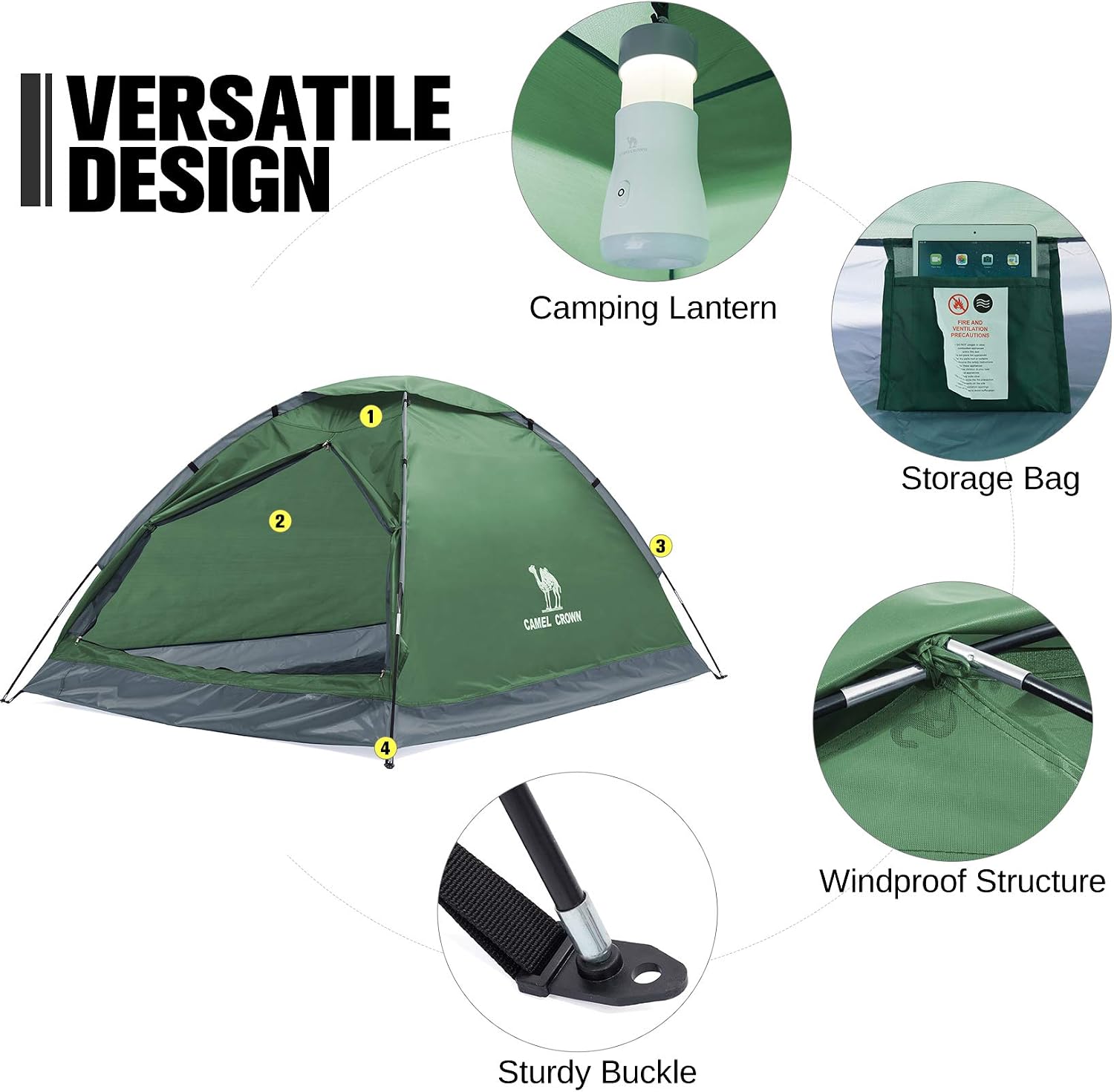 CAMEL CROWN Tents for Camping 2/3/4/5 Person Camping Dome Tent, Waterproof,Spacious, Lightweight Portable Backpacking Tent for Outdoor Camping/Hiking - Image 4