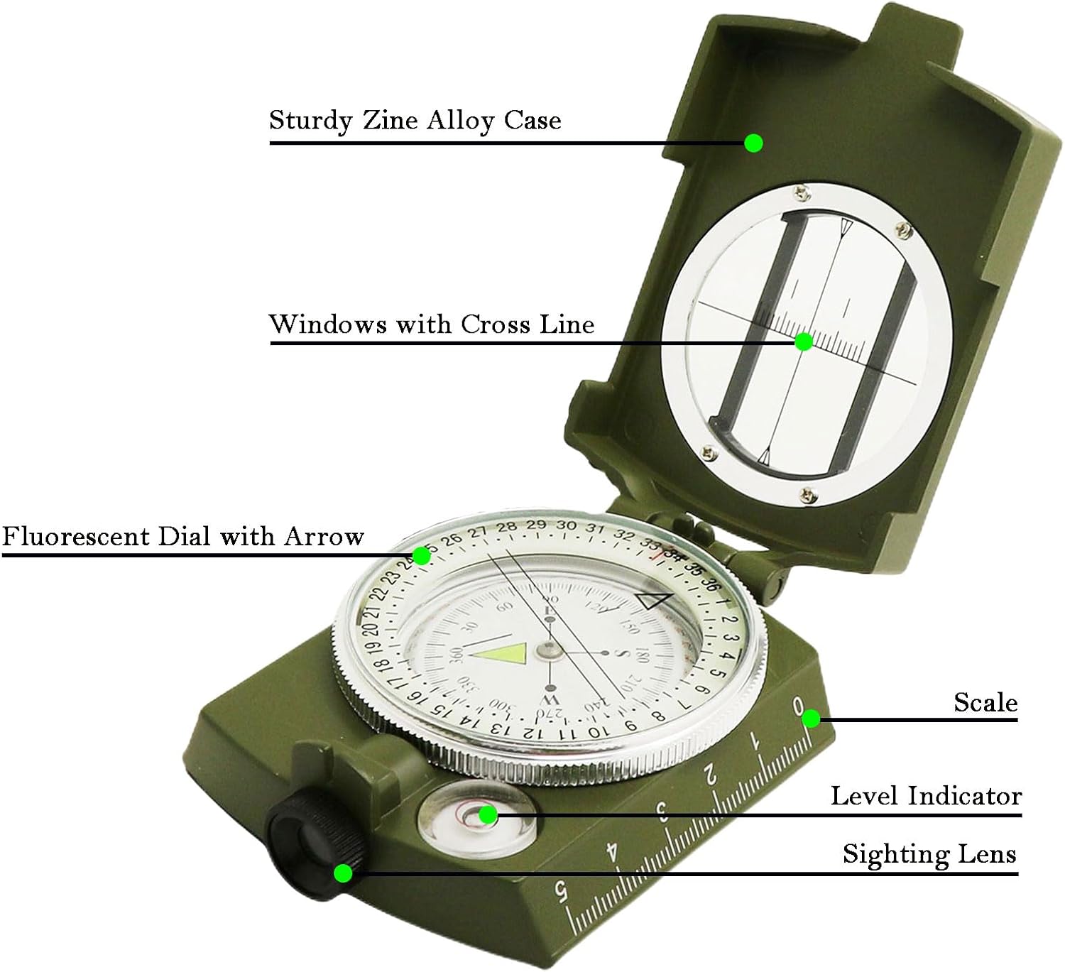 Compass, Hiking Compass for Survival with Lensatic – Water-Resistant Durable and Pocket-Sized - Image 2